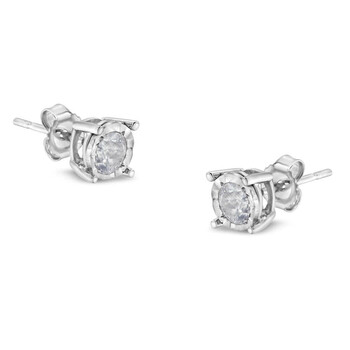 Bông tai Haus Of Brilliance Sterling Silver 1/2 Carat Tdw Solitaire Diamond Stud Earrings (H-I