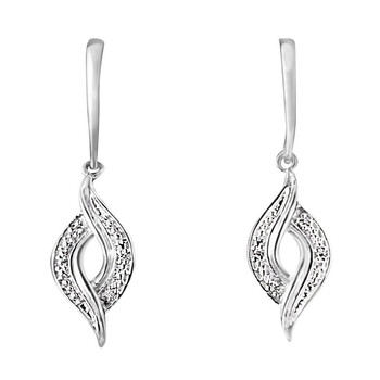 Bông tai Haus Of Brilliance Sterling Silver 1/20Ct Tdw Round Cut Diamond Drop Earrings (H-I