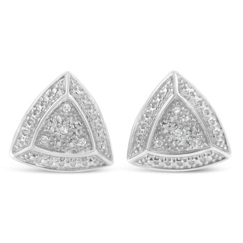 Bông tai Haus Of Brilliance Sterling Silver 1/25Ct Tdw Round Diamond Fashion Stud Earrings (H-I