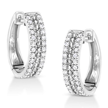 Bông tai Haus Of Brilliance Sterling-Silver 1/2Ct Tdw Diamond Hoop Earring (I-J