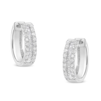 Haus Of Brilliance Sterling-Silver 1/2Ct Tdw Diamond Hoop Earrings (I-J, I2-I3) 2 Bông tai Haus Of Brilliance Sterling-Silver 1/2Ct Tdw Diamond Hoop Earrings (I-J