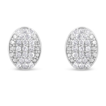Bông tai Haus Of Brilliance Sterling Silver 1/2Ct Tdw Diamond Oval Stud Earrings (I-J