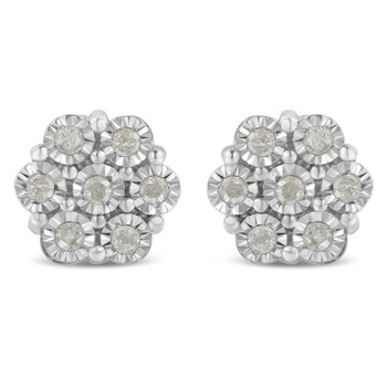 Bông tai Haus Of Brilliance Sterling Silver 1/2Ct Tdw Rose-Cut Diamond Floral Cluster Stud Earring (I-J