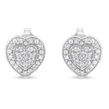 Bông tai Haus Of Brilliance Sterling Silver 1/3Ct Tdw Diamond Heart Stud Earrings (H-I
