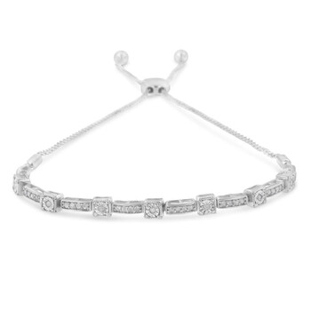 Vòng tay Haus Of Brilliance Sterling Silver 1/4Ct Tdw Diamond Bar Bolo Bracelet(H-I