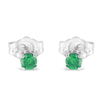 Bông tai Haus Of Brilliance Sterling Silver 1/4Ct Tdw Treated Green Diamond Solitaire Stud Earrings (Green