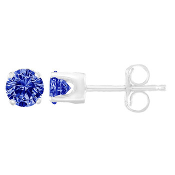 Bông tai Haus Of Brilliance Sterling Silver 1/5Ct Tdw Treated Blue Round-Cut Diamond Stud (Blue