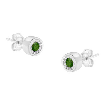 Haus Of Brilliance Sterling Silver 1/5Ct. Tdw Treated Green Diamond Bezel Stud Earrings (Green,I1-I2) 2 Bông tai Haus Of Brilliance Sterling Silver 1/5Ct. Tdw Treated Green Diamond Bezel Stud Earrings (Green