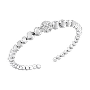 Haus Of Brilliance Sterling Silver 1/6 Carat Tdw Diamond Ball Bead Cuff Bangle Bracelet (I-J, I2-I3) 1 Vòng tay Haus Of Brilliance Sterling Silver 1/6 Carat Tdw Diamond Ball Bead Cuff Bangle Bracelet (I-J