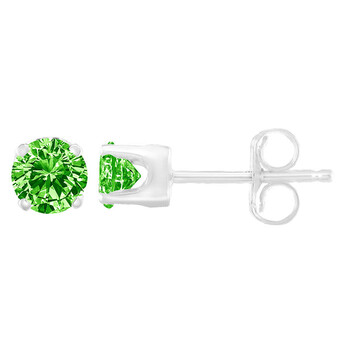 Bông tai Haus Of Brilliance Sterling Silver 1/7Ct Tdw Treated Green Round-Cut Diamond Stud Earrings (Green