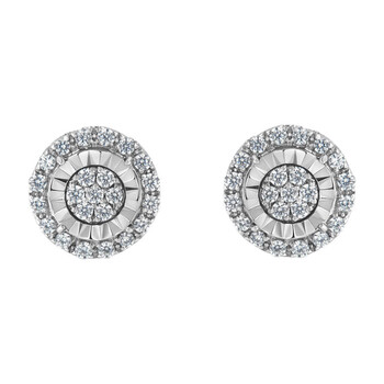 Bông tai Haus Of Brilliance Sterling Silver 1Ct Tdw Diamond Cluster Earrings. (I-J