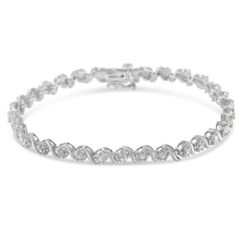 Vòng tay Haus Of Brilliance Sterling Silver 1Ct. Tdw Diamond Spiral Link Bracelet (I-J