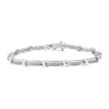 Vòng tay Haus Of Brilliance Sterling Silver 1Ct Tdw Diamond X-Link Tennis Bracelet (I-J