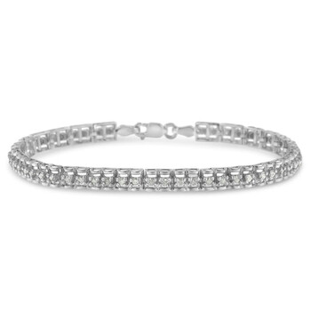Vòng tay Haus Of Brilliance Sterling Silver 1Ct. Tdw Double-Link Diamond Tennis Bracelet (I-J