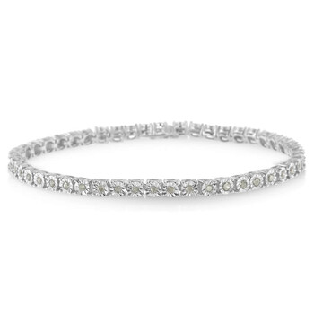 Vòng tay Haus Of Brilliance Sterling Silver 1Ct. Tdw Rose Cut Diamond Miracle Tennis Bracelet (I-J