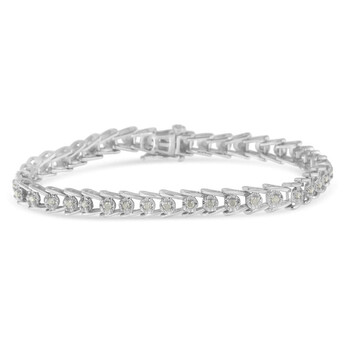 Vòng tay Haus Of Brilliance Sterling Silver 1Ct Tdw Rose-Cut Diamond Wave Link Bracelet (I-J