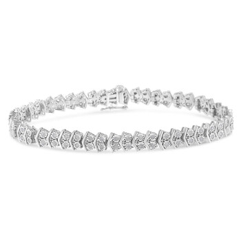 Vòng tay Haus Of Brilliance Sterling Silver 1Ct Tdw Round-Cut Diamond Link Tennis Bracelet (I-J