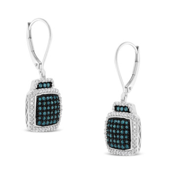 Bông tai Haus Of Brilliance Sterling Silver 3/4Ct Tdw Color-Treated Blue Diamond Dangle Earrings (I-J