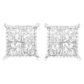 Bông tai Haus Of Brilliance Sterling Silver 3/4Ct. Tdw Composite Diamond Stud Earrings (I-J