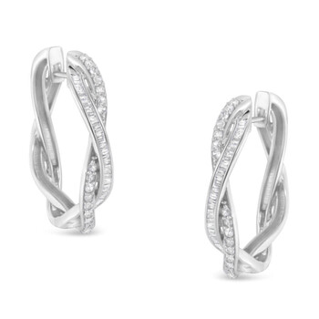 Haus Of Brilliance Sterling-Silver 3/4Ct Tdw Diamond Hoop Earring (I-J, I2-I3) 2 Bông tai Haus Of Brilliance Sterling-Silver 3/4Ct Tdw Diamond Hoop Earring (I-J