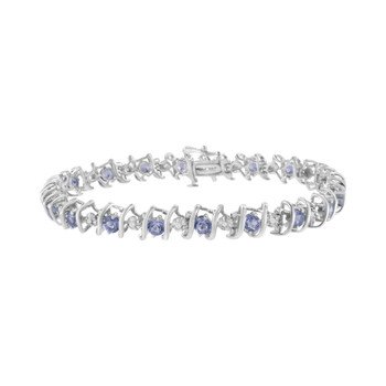 Vòng tay Haus Of Brilliance Sterling Silver Blue Tanzanite And Diamond S-Link Tennis Bracelet (H-I