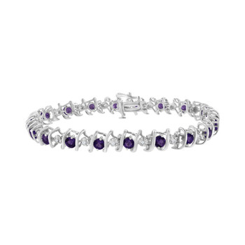Haus Of Brilliance Sterling Silver Lab Created Amethyst And Diamond S-Link Tennis Bracelet (H-I, I1-I2) 1 Vòng tay Haus Of Brilliance Sterling Silver Lab Created Amethyst And Diamond S-Link Tennis Bracelet (H-I