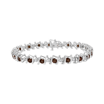 Vòng tay Haus Of Brilliance Sterling Silver Lab Created Garnet And Diamond S-Link Tennis Bracelet (H-I