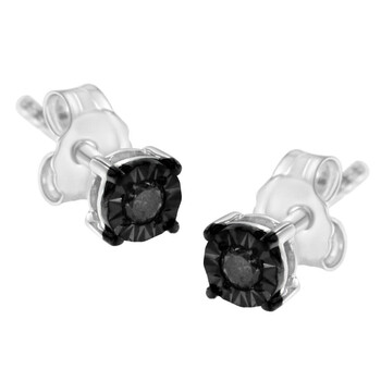 Haus Of Brilliance Two Tone Sterling Silver 1/10Ct Tdw Color Treated Diamond Miracle-Plated Stud Earrings (Blue, I3) 1 Bông tai Haus Of Brilliance Two Tone Sterling Silver 1/10Ct Tdw Color Treated Diamond Miracle-Plated Stud Earrings (Blue
