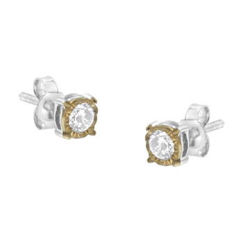 Bông tai Haus Of Brilliance Two Toned Sterling-Silver 3/8Ct Tdw Diamond Stud Earring (K-L