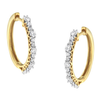 Haus Of Brilliance Yellow Gold Plated Sterling Silver 1Ct Tdw Diamond Hoop Earrings (J-K, I2-I3) 1 Bông tai Haus Of Brilliance Yellow Gold Plated Sterling Silver 1Ct Tdw Diamond Hoop Earrings (J-K