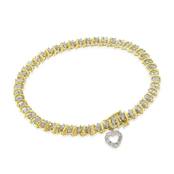 Haus Of Brilliance Yellow Gold-Plated Sterling Silver 2Ct Tdw Diamond Heart Charm Bracelet (I-J, I3-Promo) 1 Vòng tay Haus Of Brilliance Yellow Gold-Plated Sterling Silver 2Ct Tdw Diamond Heart Charm Bracelet (I-J