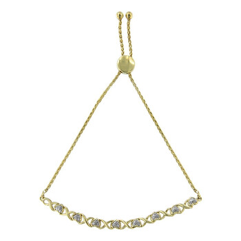Haus Of Brilliance Yellow Plated Sterling Silver 1/10Ct Tdw Diamond Heart Link Bolo Bracelet(H-I,I2-I3) 2 Vòng tay Haus Of Brilliance Yellow Plated Sterling Silver 1/10Ct Tdw Diamond Heart Link Bolo Bracelet(H-I