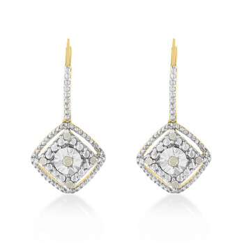 Haus Of Brilliance Yellow Plated Sterling Silver 1/4Ct Tdw Rose Diamond Dangle Earring (I-J,I2-I3) 2 Bông tai Haus Of Brilliance Yellow Plated Sterling Silver 1/4Ct Tdw Rose Diamond Dangle Earring (I-J