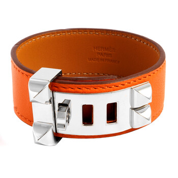 Vòng tay Hermes Orange Collier De Chien 24 Calfskin Bracelet