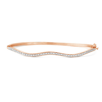 Vòng tay Hetal Diamonds 1/10 Cttw Twist Style Diamond Bangle In Sterling Silver With Rose Gold Plating chính hãng