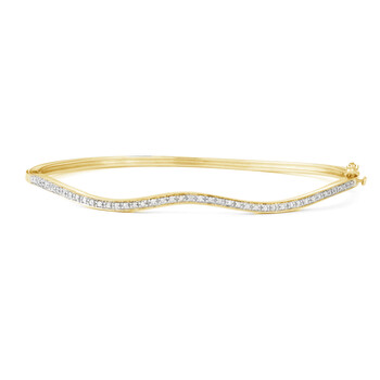 Vòng tay Hetal Diamonds 1/10 Cttw Twist Style Diamond Bangle In Sterling Silver With Yellow Gold Plating) chính hãng