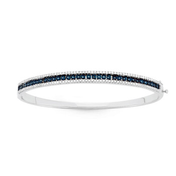 Vòng tay Hetal Diamonds 1.00Cttw Blue And White Diamonds Bangle Bracelet (H-I