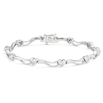 Vòng tay Hetal Diamonds Sterling Silver Diamond Heart Bracelet... chính hãng