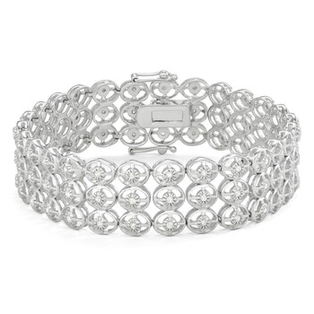 Vòng tay Hetal Diamonds Sterling Silver Three Row Diamond Bracelet (1 Cttw) chính hãng