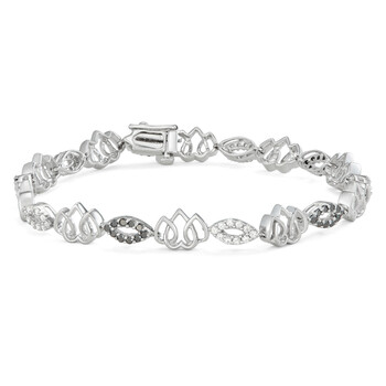 Vòng tay Hetal Diamonds 1 Cttw Sterling Silver Black & White Diamond Bracelet chính hãng