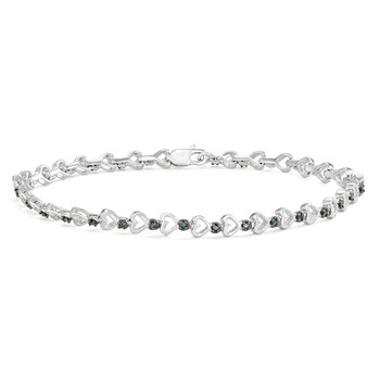 Vòng tay Hetal Diamonds Sterling Silver Blue Diamond Heart Link Bracelet chính hãng