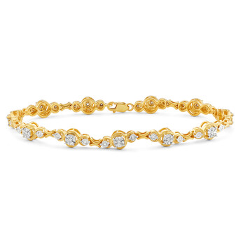 Vòng tay Hetal Diamonds 1/2 Cttw Miracle Plate Diamond Bracelet In Sterling Silver With Yellow Gold Plating (7") chính hãng