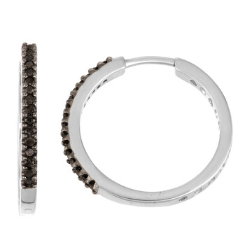 Bông tai Hetal Diamonds Sterling Silver 1/4Cttw Black Diamond Hoop Earrings