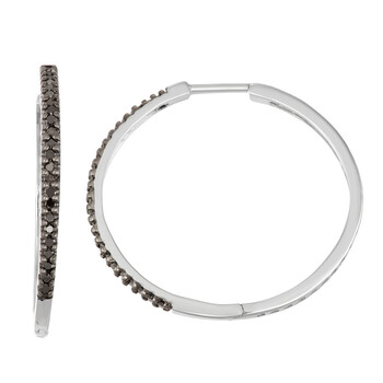 Hetal Diamonds 1/2Cttw Black Diamond Hoop Earrings In Sterling Silver 2 Bông tai Hetal Diamonds 1/2Cttw Black Diamond Hoop Earrings In Sterling Silver
