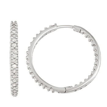 Bông tai Hetal Diamonds 14Kw Gold 1Cttw Inside-Out White Diamond Hoops