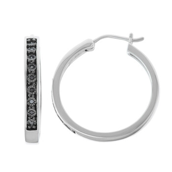 Bông tai Hetal Diamonds 0.09Cttw Illusion Plate Black Diamond Earrings In Sterling Silver