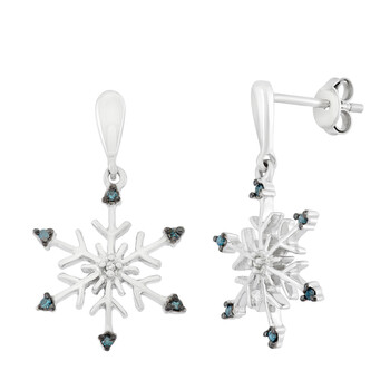 Bông tai Hetal Diamonds 0.08 Cttw Blue And White Diamond Snowflake Earring (H-I