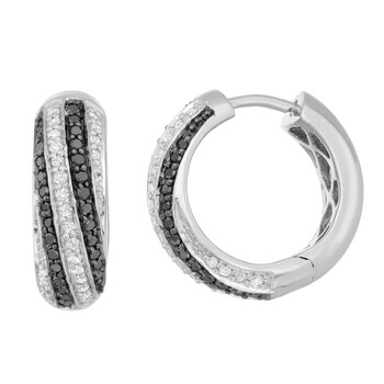 Hetal Diamonds 1/2 Cttw White & Black Diamond Hoop Earrings In Sterling Silver 1 Bông tai Hetal Diamonds 1/2 Cttw White & Black Diamond Hoop Earrings In Sterling Silver