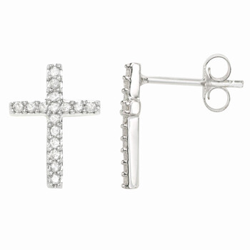 Hetal Diamonds 1/4Cttw Diamond Cross Earring In Sterling Silver 1 Bông tai Hetal Diamonds 1/4Cttw Diamond Cross Earring In Sterling Silver