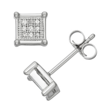 Bông tai Hetal Diamonds 1/10 Cttw Square Diamond Earring In 10K White Gold